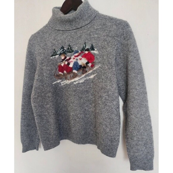 Ralph Lauren Sweaters - Vintage Womens Rare Lauren Ralph Lauren Lambswool Grey Med P Sled Scene Sweater